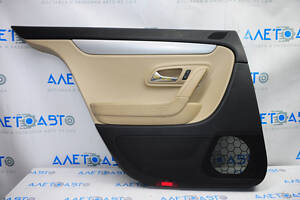 Обшивка двери карточка задняя левая VW CC 08-12 черн с беж вставкой кожа, подлокотник кожа, молдинг сер царап глянец, на