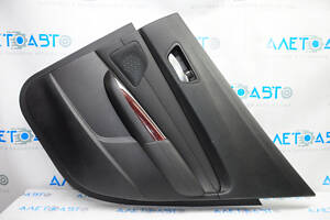 Обшивка дверей картка задня права Acura TLX 15-17 дорест черн з чорн вставкою шкіра, підлокітник шкіра, молдинг під дер