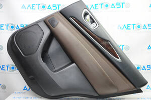 Обшивка двери карточка задняя правая Infiniti JX35 QX60 13- черн с коричн вставкой кожа, подлокотник кожа, молдинг под д