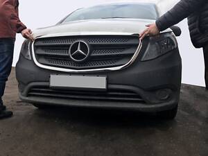 Обводка решетки (2 шт, нерж) для Mercedes Vito/V-class W447 2014-2024 гг