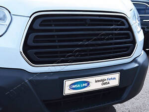 Обводка решетки (2014-2018, 2 шт, нерж) OmsaLine - Итальянская нержавейка для Ford Transit 2014- гг