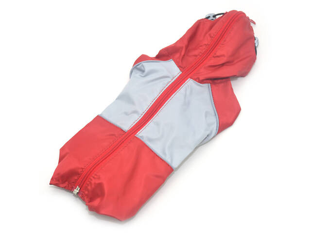 Одежда для собак дождевик плащевый красный+серый №7 72х116 - Фото 1