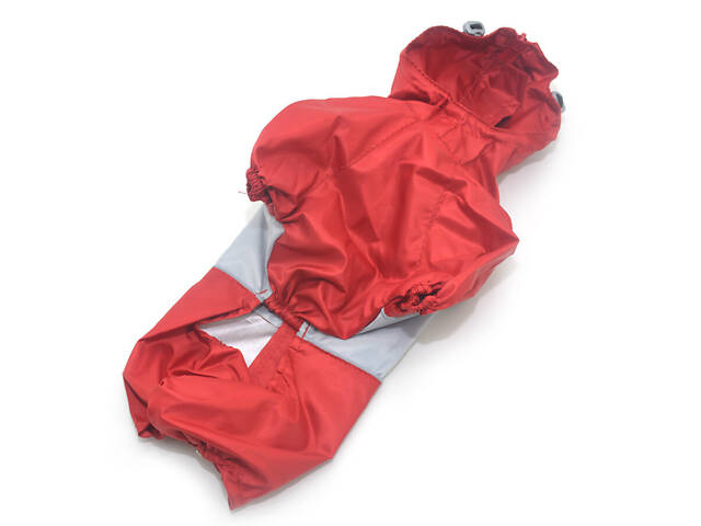 Одежда для собак дождевик плащевый красный+серый №7 72х116 - Фото 3