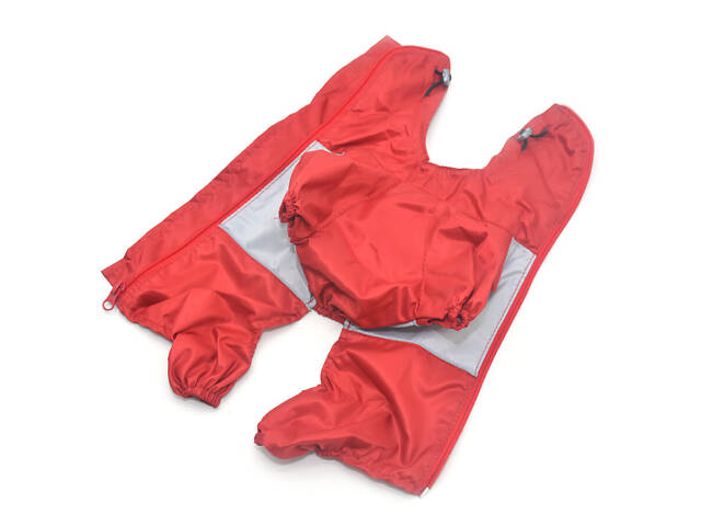 Одежда для собак дождевик плащевый красный+серый №7 72х116 - Фото 4