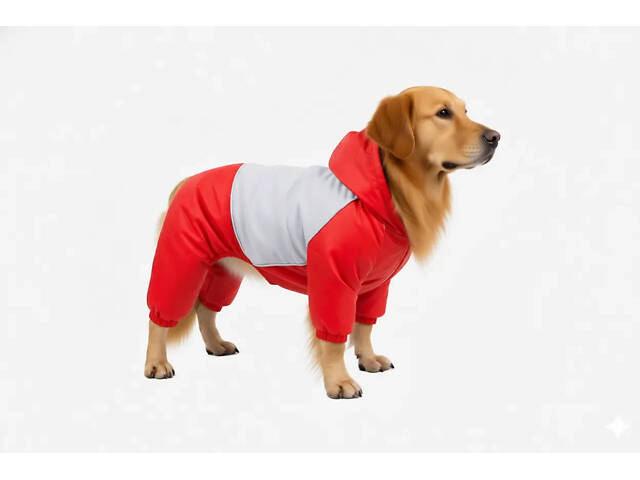 Одежда для собак дождевик плащевый красный+серый №7 72х116 - Фото 2