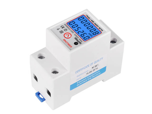 Однофазний електронний лічильник DDS6619-526L-2 на DIN-рейку, 230V, LED - Фото 1