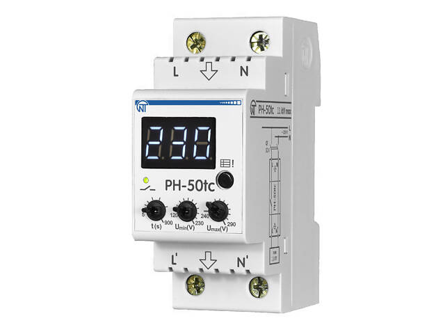 Однофазное реле напряжения 50A с термозащитой [NTRN05002] РН-50tc Новатек-Електро - Фото 1