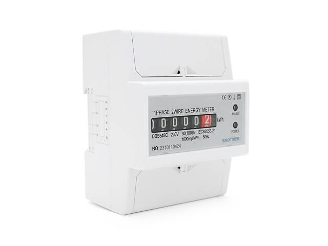 Однофазний електричний лічильник DDS548C, на DIN-рейку 4P, 220 В, 30-100 А, однотарифний - Фото 1