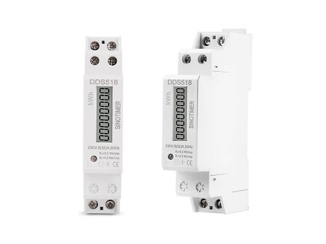 Однофазний електронний лічильник на DIN-рейку 1P, 220 V, 32A, 18x59x116mm - Фото 1