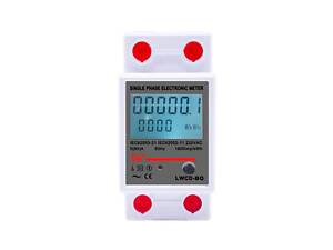 Однофазный электронный счетчик на DIN-рейку, 220V, кнопка сброса, LCD + подсветка