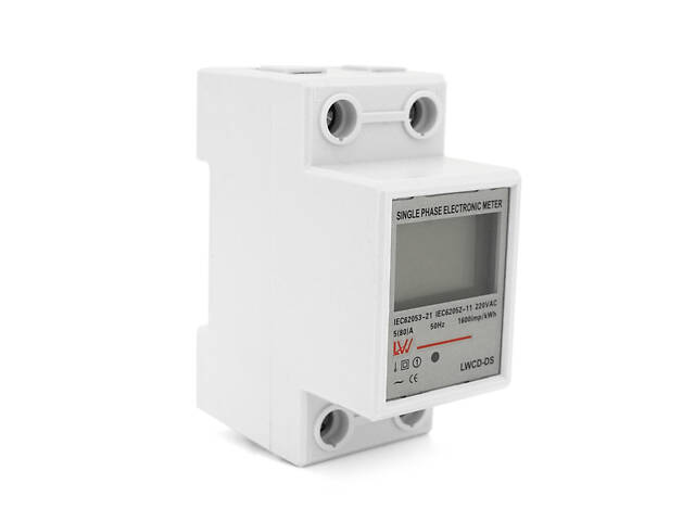 Однофазний електронний лічильник на DIN-рейку, 220 V, LCD - Фото 1