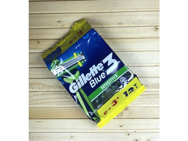 Одноразові станки Gillette Blue 3 Sensitive - 12 шт. - Фото 1