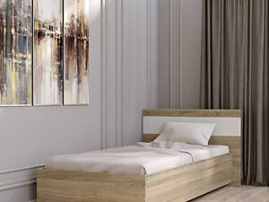 Односпальне ліжко Еверест Соната-900 90х200 см дуб сонома/білий (DTM-2114)