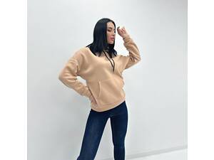 Однотонный батник с капюшоном 'Kerry' оптом | Норма и батал Бежевый, 46-48