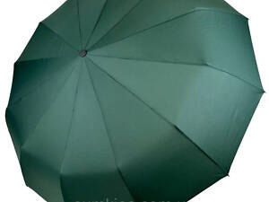 Однотонна парасоля-автомат від Toprain на 12 спиць, зелений, 0512-6