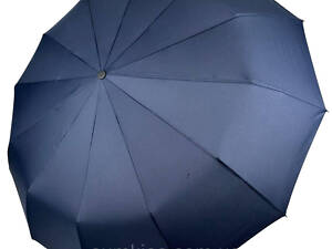 Однотонна парасоля-автомат від Toprain на 12 спиць, темно-синій, 0512-9