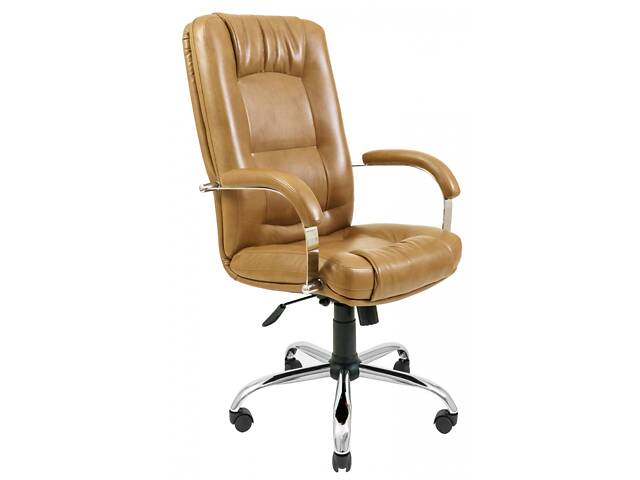 Офисное Кресло Руководителя Richman Альберто Титан Cream Хром М2 AnyFix Светло-коричневое - Фото 1