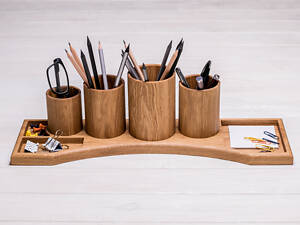 Органайзер на стіл з дерева дуба для канцелярії ecoWalnut