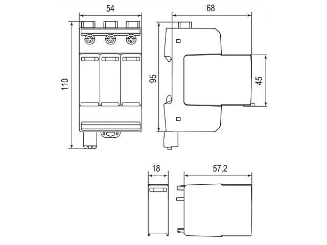 Обмежувач перенапруги 3Р 20кА 1500В RC для сонячних панелей (PV систем) [2440518] ETITEC M T2 PV ETI - Фото 2