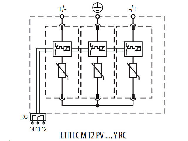 Обмежувач перенапруги 3Р 20кА 1500В RC для сонячних панелей (PV систем) [2440518] ETITEC M T2 PV ETI - Фото 3