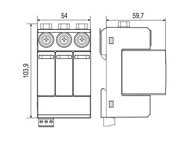 Обмежувач перенапруги 3Р 40кА 1100В для сонячних панелей (PV систем) [2440623] ETITEC EM T2 PV ETI - Фото 2