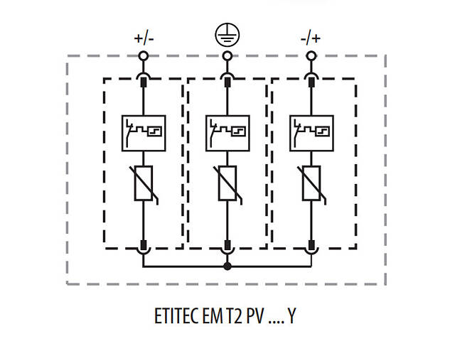 Обмежувач перенапруги 3Р 40кА 1100В для сонячних панелей (PV систем) [2440623] ETITEC EM T2 PV ETI - Фото 3