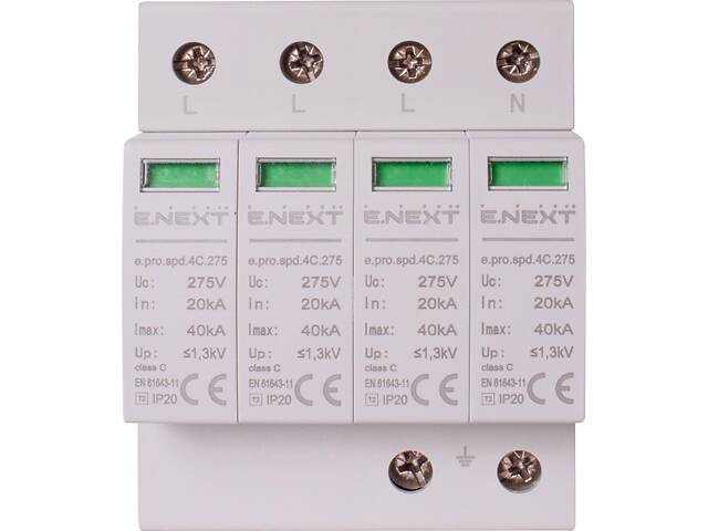 Ограничитель перенапряжения 4P 40кА 275В класс 2 (C) [p076008] E.NEXT e.pro.spd.4С.275 - Фото 2