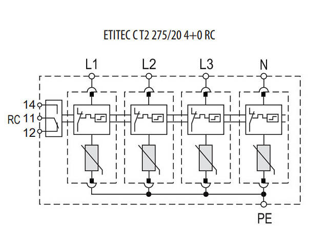 Обмежувач перенапруги 4Р 40кА 275В [2440395] ETITEC C T2 ETI - Фото 4