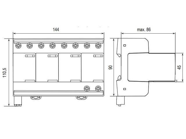 Обмежувач перенапруги 4Р 65кА 300В [2440562] ETITEC SM T12 ETI - Фото 2