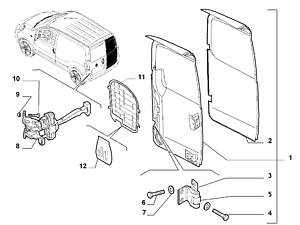 Ограничитель задней распашной двери фиксатор Fiat Fiorino 2007 - ... 1355023080