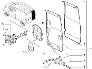 Ограничитель задней распашной двери фиксатор Fiat Fiorino 2007 - ... 1355023080