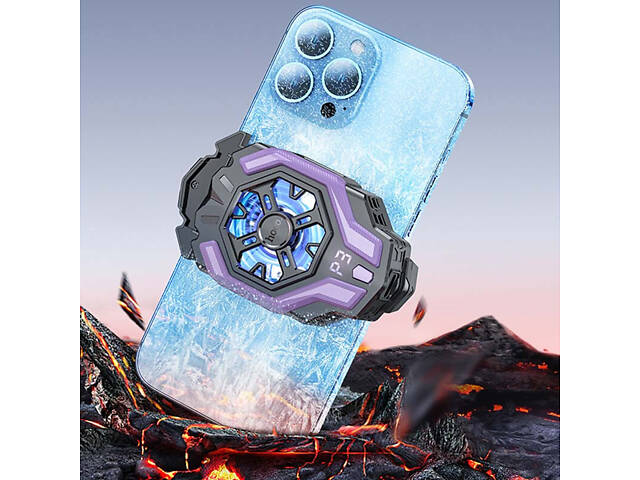 Охолоджуючий кулер для мобільного телефону Hoco GM26 Ambitious Black purple - Фото 8