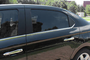 Окантовка вікон (нерж) 6 шт, OmsaLine (з кватиркою) для Peugeot 301