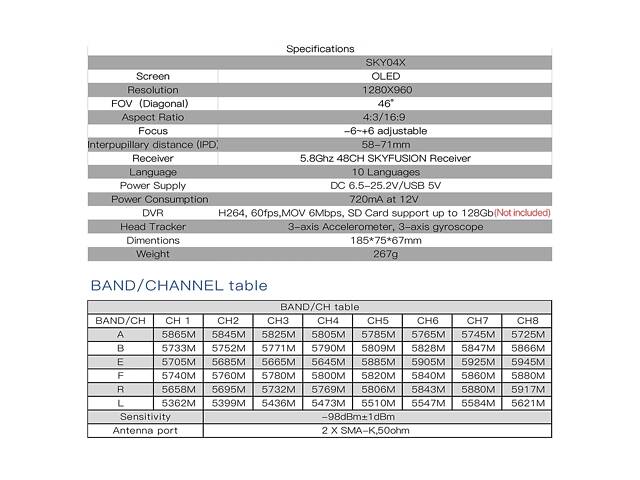Окуляри FPV Skyzone SKY04L V2 1280x960 5.8GHz - Фото 5
