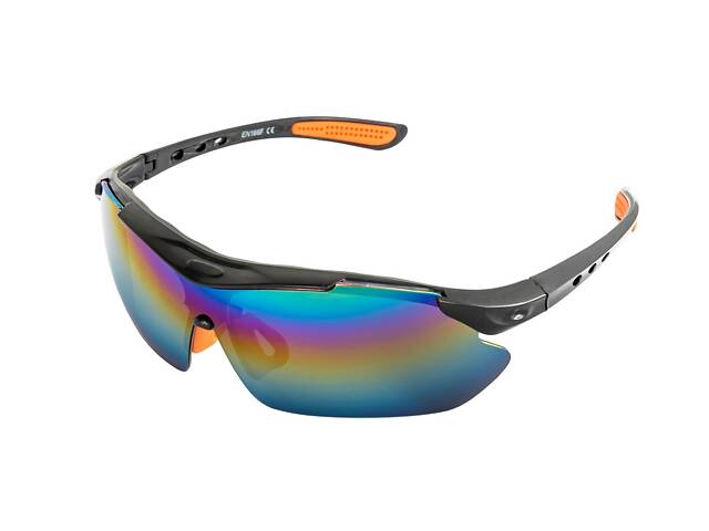 Очки открытые MASTERTOOL SPORTLINE REVO панорамная линза полуправа защита от царапин ANTI-SCRATCH противоскользящие дужки. - Фото 1