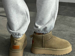 Оливкові уггі на платформі, угги платформа, уггі 36р код 3133