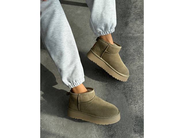 Оливковые угги на платформе, угги платформа, угги 36,39,40р код 3133 39, 25.5 - Фото 2