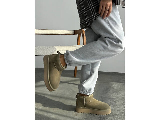 Оливковые угги на платформе, угги платформа, угги 36,39,40р код 3133 39, 25.5 - Фото 3