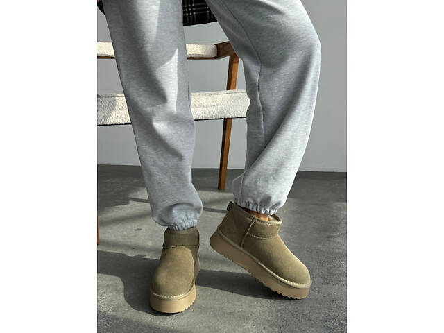 Оливковые угги на платформе, угги платформа, угги 36,39,40р код 3133 39, 25.5 - Фото 7