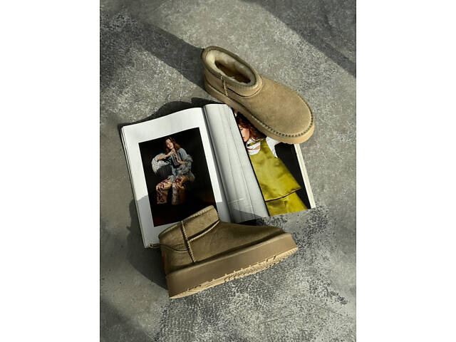 Оливковые угги на платформе, угги платформа, угги 36,39,40р код 3133 39, 25.5 - Фото 6