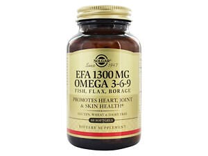 Омега 3-6-9, Omega 3-6-9, Solgar, 1300 мг, 60 гелевых капсул