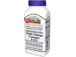 Омега 3 6 9, Triple Omega Complex 3-6-9, 21st Century, 90 капсул