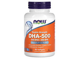 Омега-3 и рыбий жир двойная сила NOW DHA-500, Double Strength, 90 Softgels