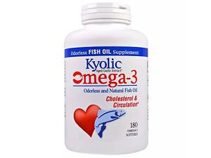 Омега 3 Kyolic Aged Garlic Extract Cholesterol & Circulation Health 180 Softgels