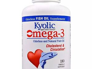 Омега 3 Kyolic Aged Garlic Extract Cholesterol & Circulation Health 180 Softgels