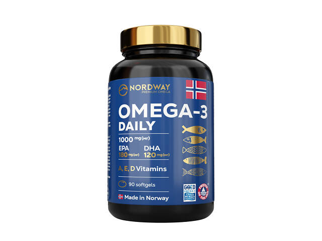 Омега 3 Nordway Daily Omega-3 1000 мг 90 капсул (CO003709) - Фото 1