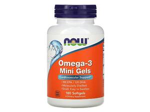 Омега-3, Omega-3 Mini Gels, Now Foods, 180 мягких таблеток