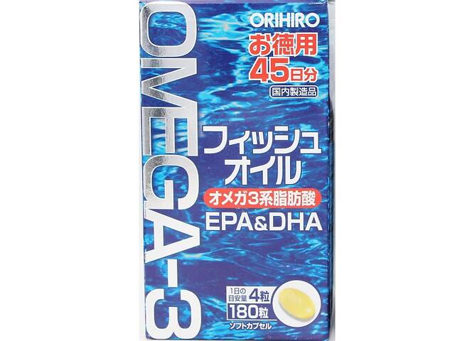 Омега 3 Orihiro EPA & DHA Omega-3 455 mg 180 Caps - Фото 1