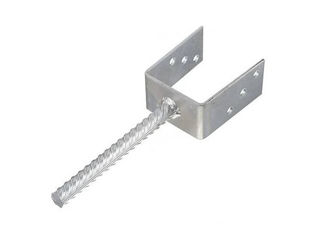 Опора колони U-подібна 100x60х5мм оцинкована прут ø20мм [3MU006U010060B0904] Metalvis - Фото 1