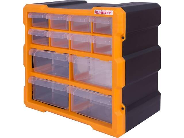 Органайзер 12 відділень 267х157х262мм пластиковий [t011019] e.toolbox.pro.19 E.NEXT - Фото 1